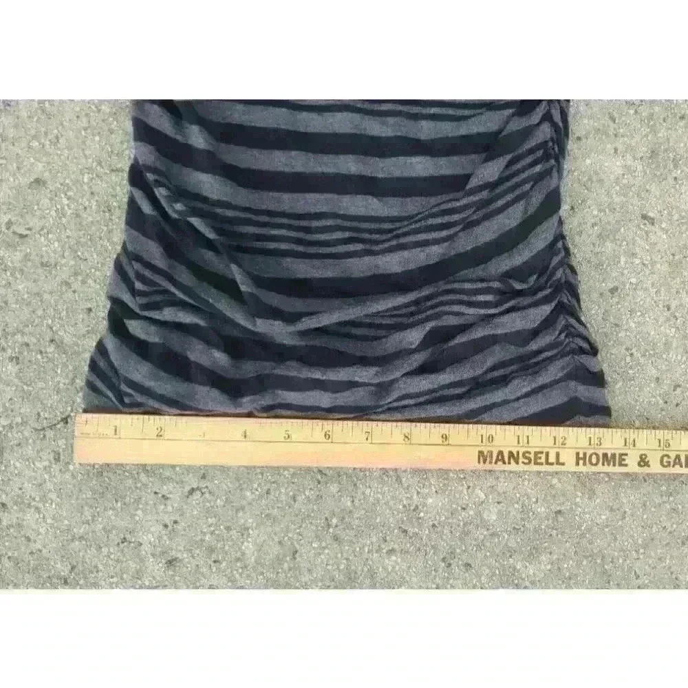 Athleta Womens TOPANGA Dress Size XXS Black Gray Striped Jersey V-Neck Ruched - Picture 10 of 10